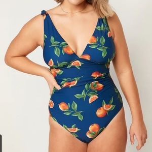 Old Navy Tie-Shoulder Ruched Plunge One-Piece Swimsuit for Women XS